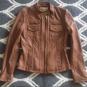 (NEW) Michael Kors Leather Moto Jacket
